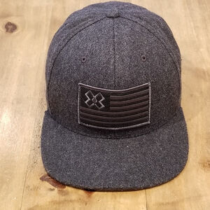 X Games Hat Cap Snapback Gray Flag Patch Logo Wool Blend One Size